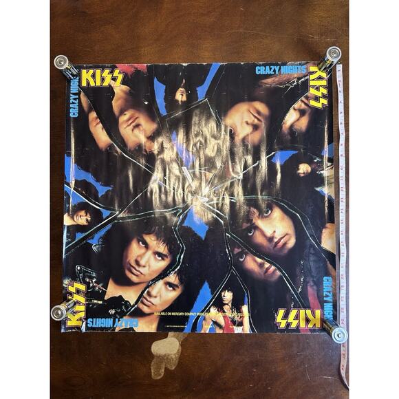 Vintage 1987 KISS Crazy Nights Album Promo Polygram Records Poster 25”x25” - Picture 2 of 4